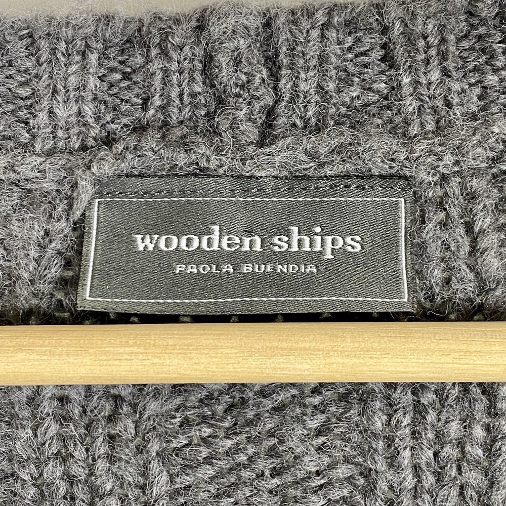 Wooden Ships Sz Small Cardigan Sweater Chunky Knit Cozy Gray Slouchy Cottagecore - Picture 3 of 6